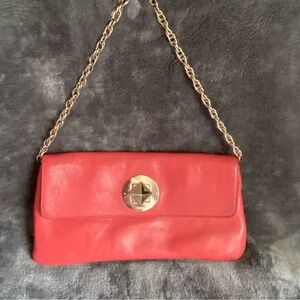Kate Spade Leather Clutch with Gold Chain Strap
